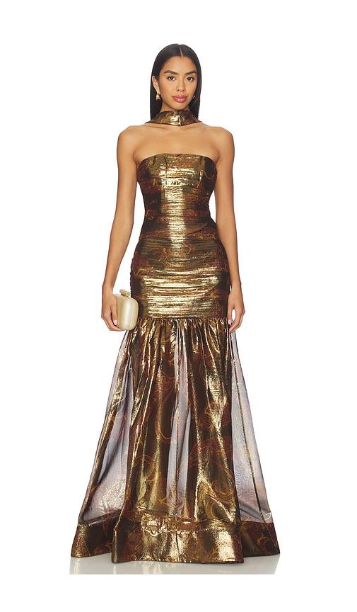 retrofete syden dress in metallic gold. - size s (also in xs)