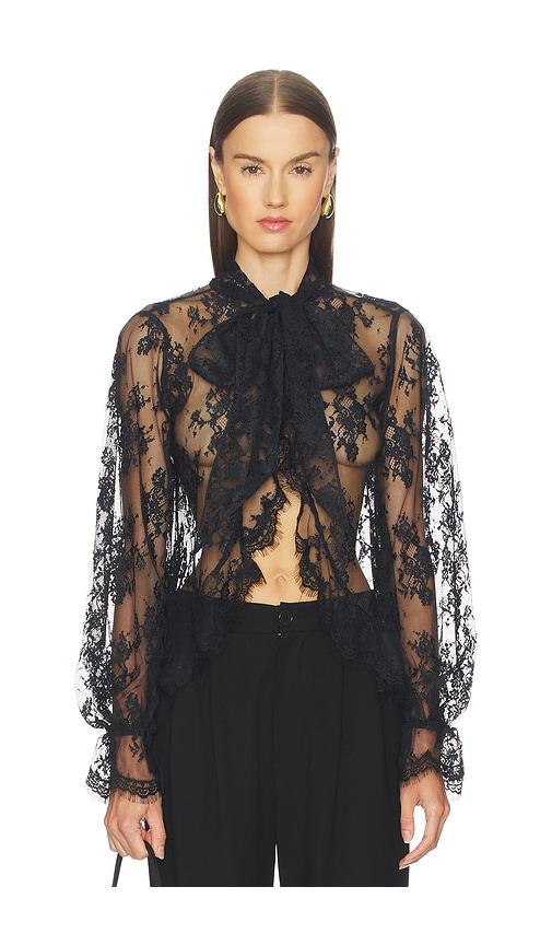 retrofete tamsin lace blouse in black. - size l (also in m)