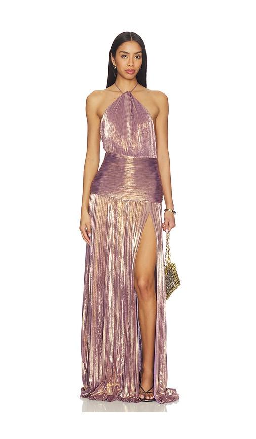 retrofete thalia dress in metallic gold,purple. - size l (also in m)