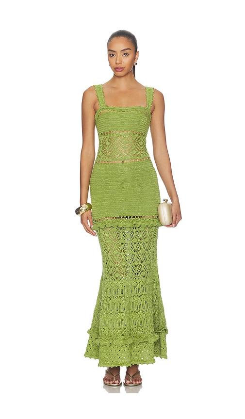 retrofete winona crochet dress in green. - size l (also in m, s, xs)