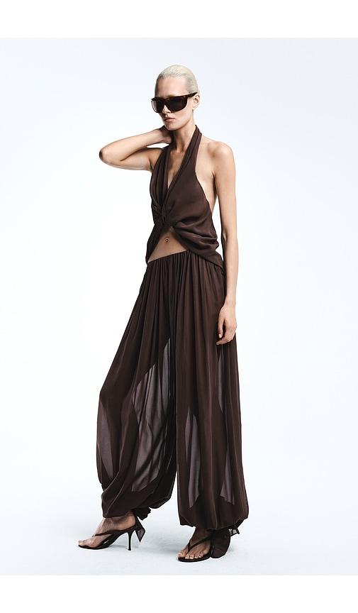 revolve los angeles benoit silk pant in brown. - size l (also in s, xs, m, xl)