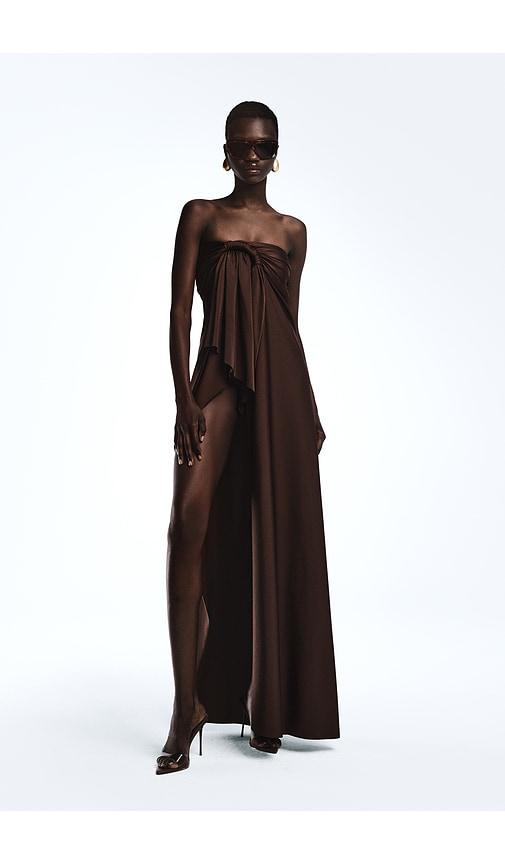 revolve los angeles enzo asymmetric maxi dress in brown. - size l (also in xs, s, m, xl)