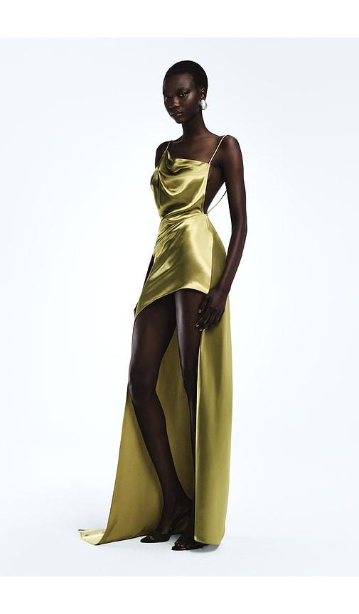 revolve los angeles noailles asymmetric gown in green. - size l (also in s, m, xl)