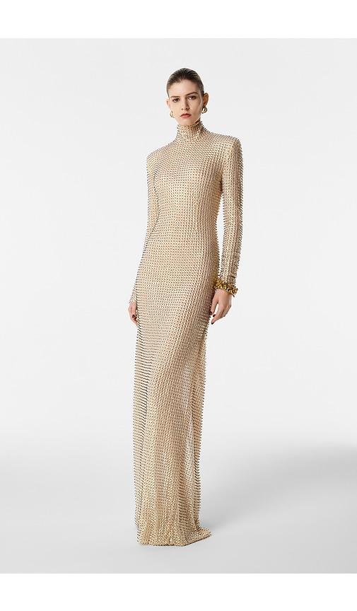 revolve los angeles polina gown in light glod in metallic gold. - size m (also in s)