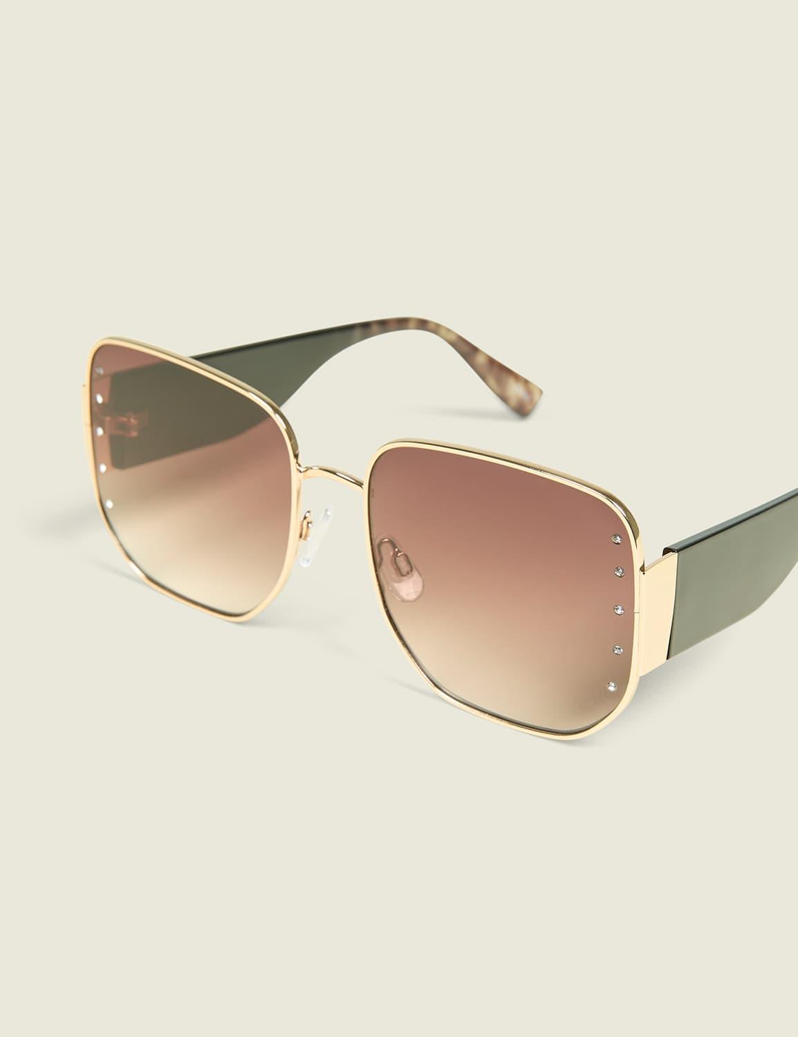 rhinestone-embellished square sunglasses