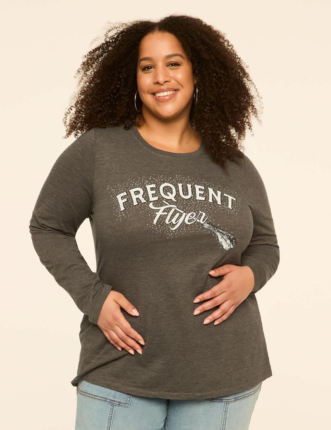 rhinestone frequent flyer long-sleeve graphic tee
