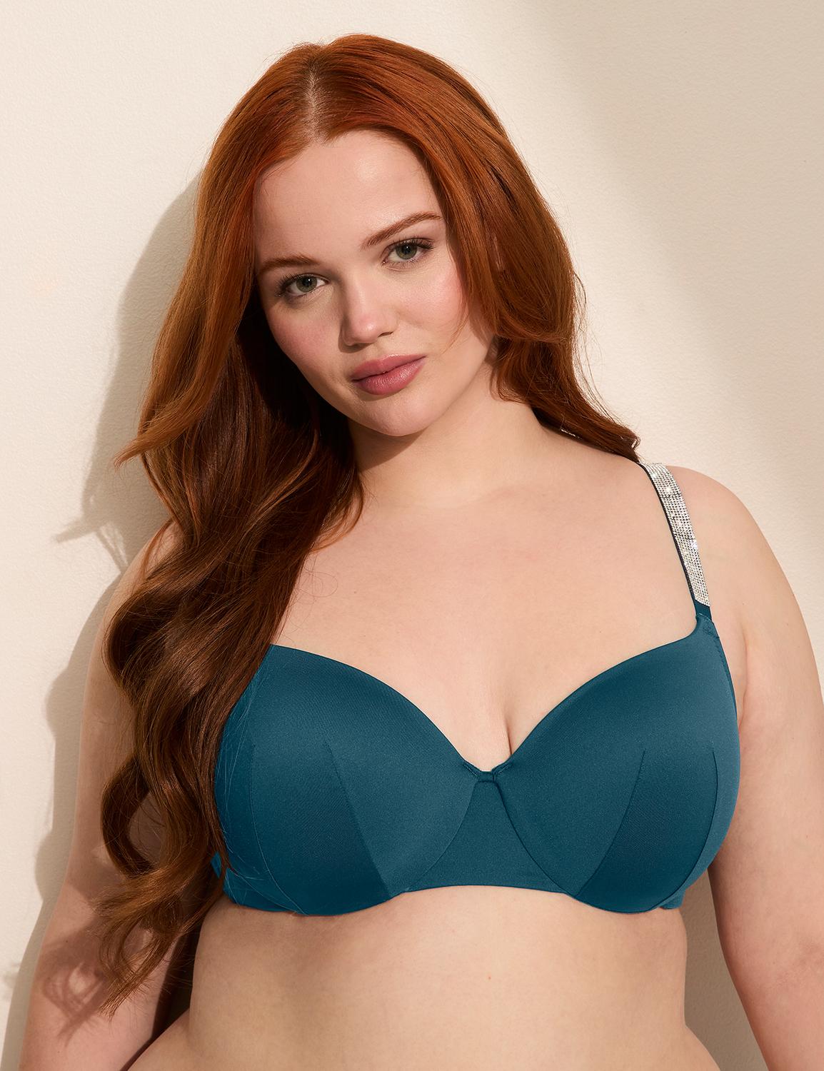 rhinestone-strap lightly lined balconette bra