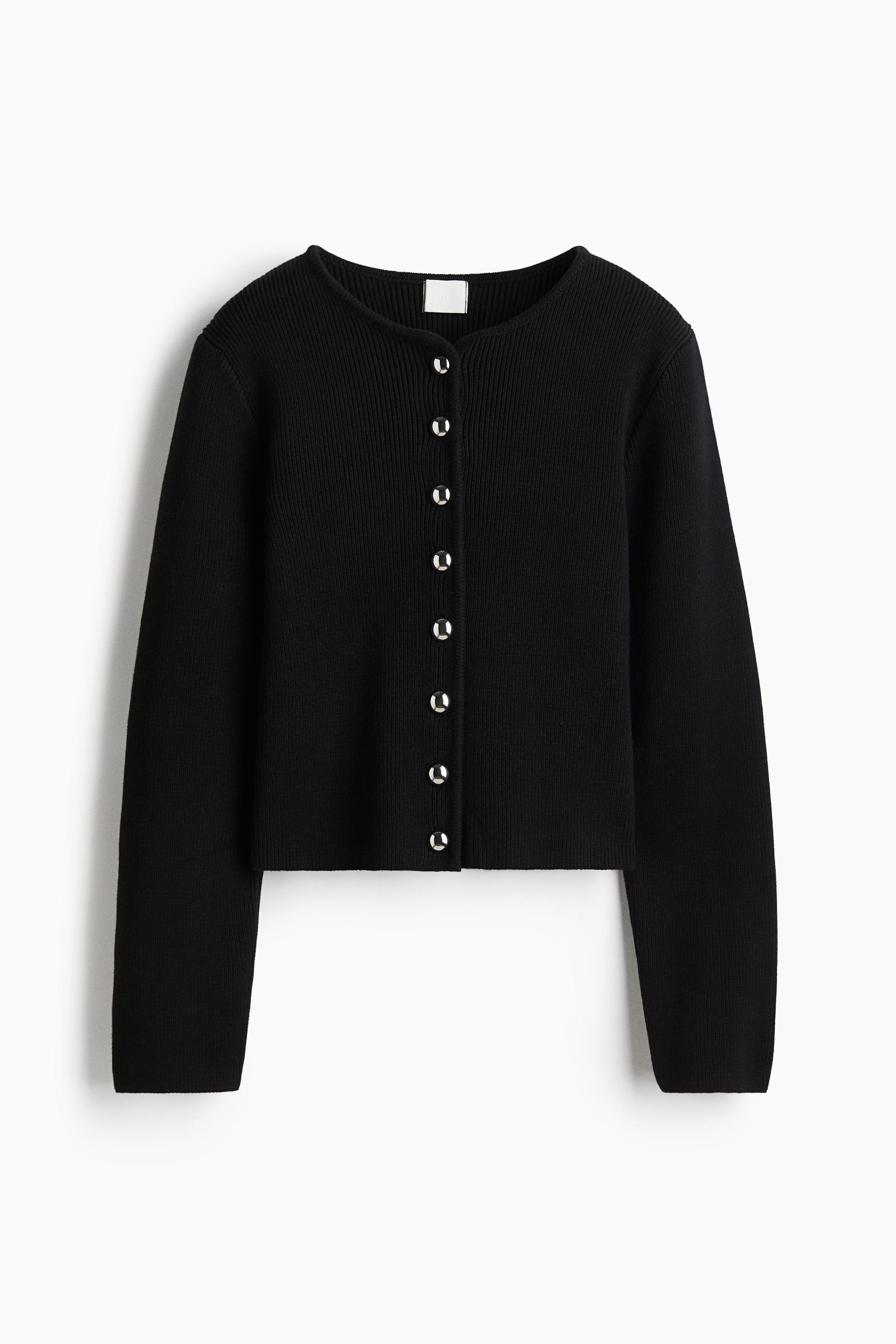 rib-knit cotton cardigan