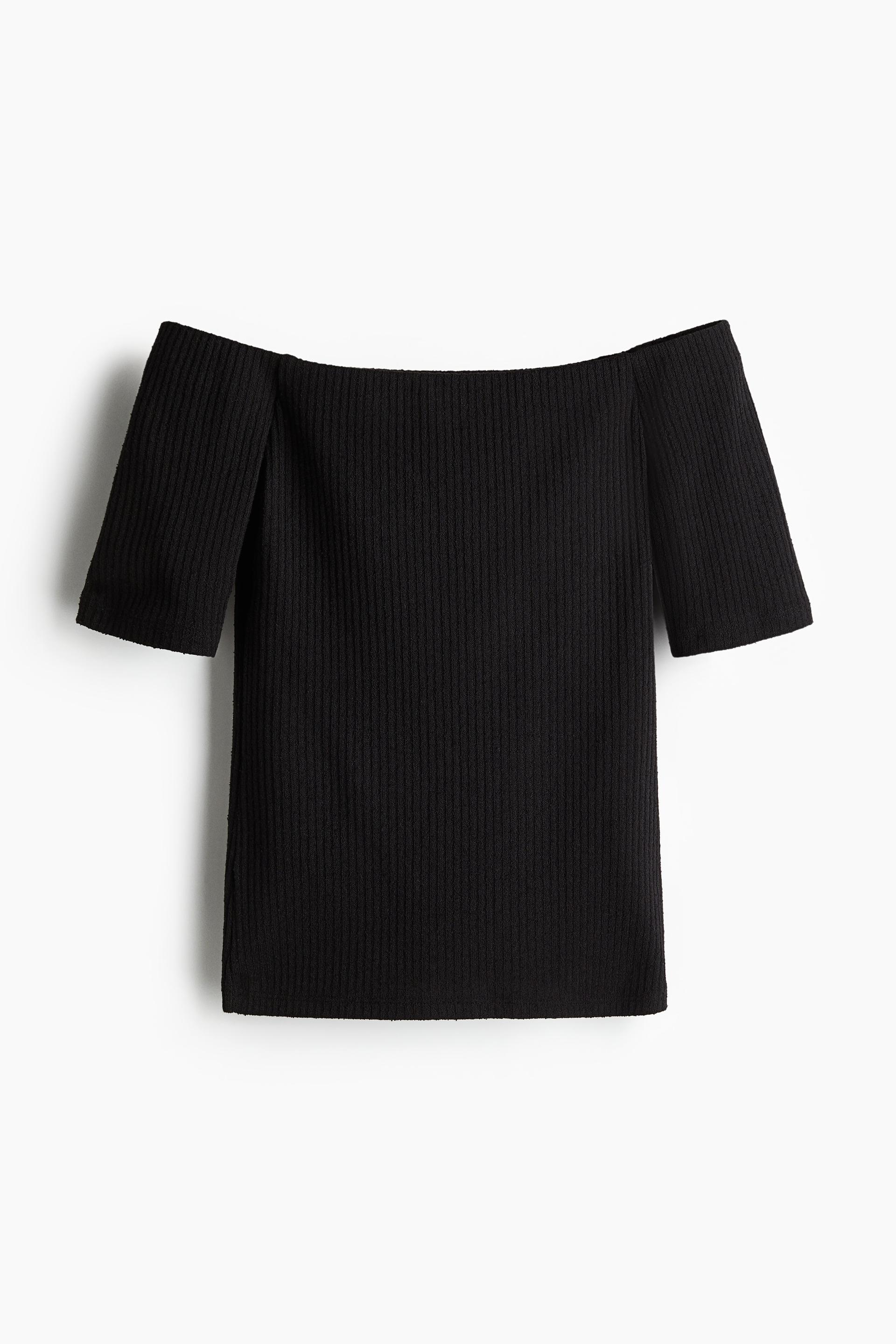 rib-knit off-the-shoulder top