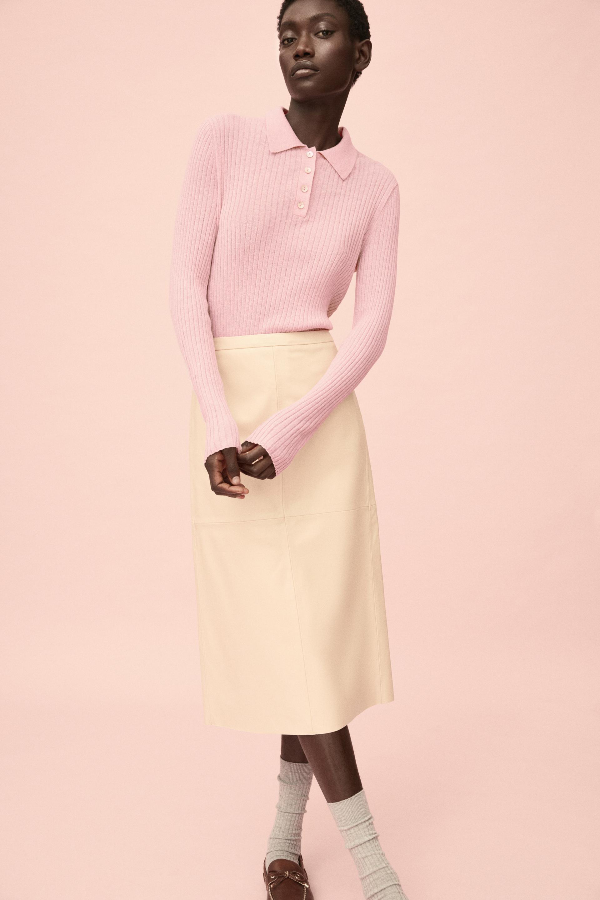 rib-knit polo shirt