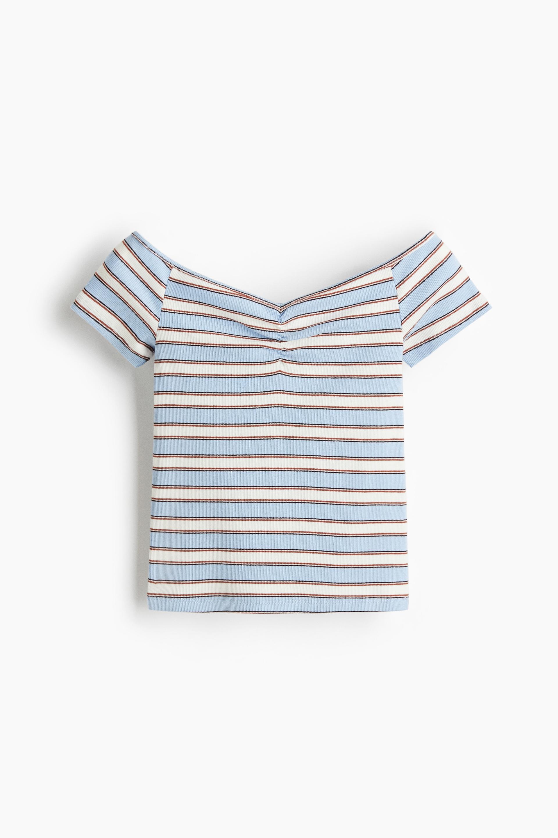 ribbed boat-neck top