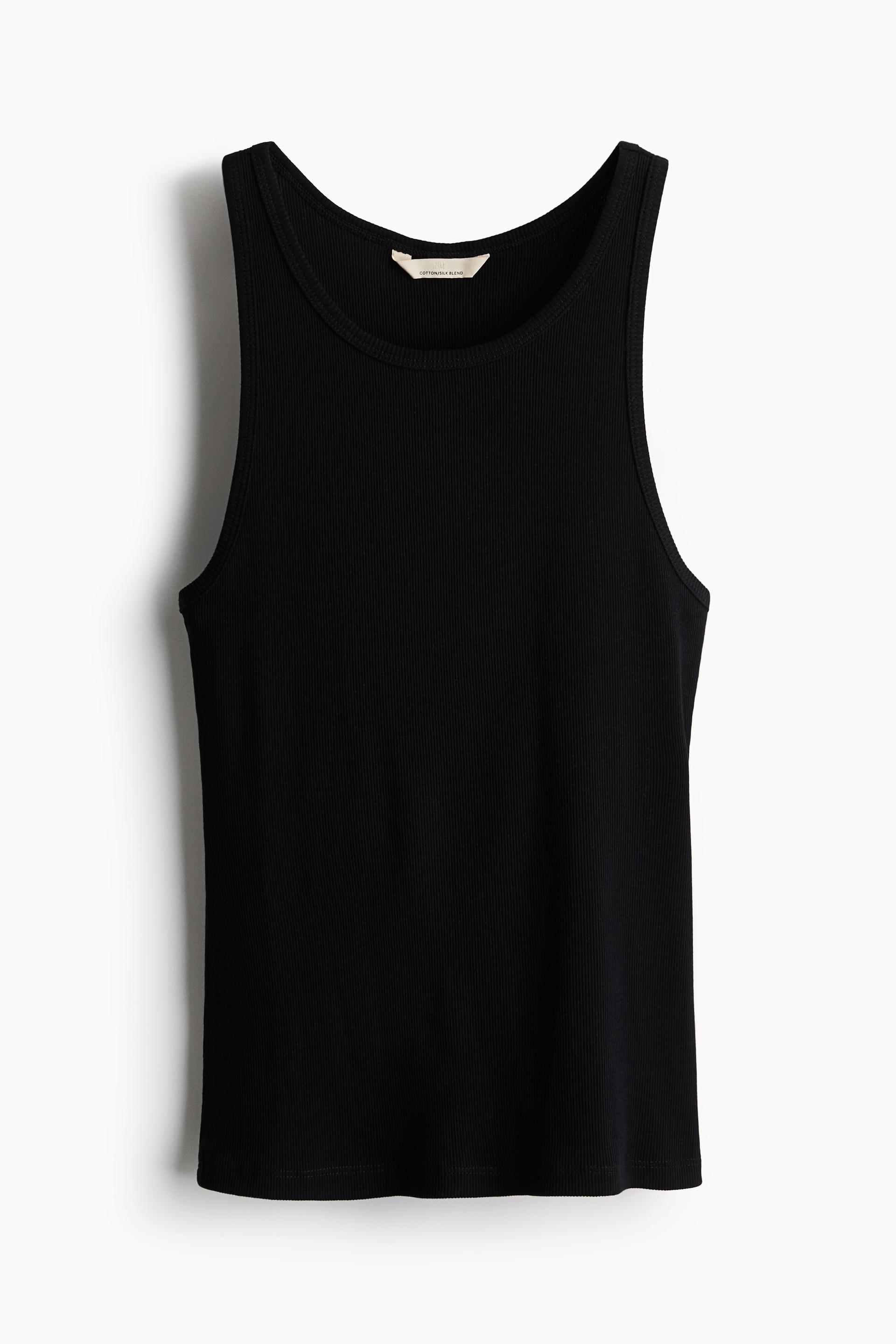 ribbed silk-blend tank top
