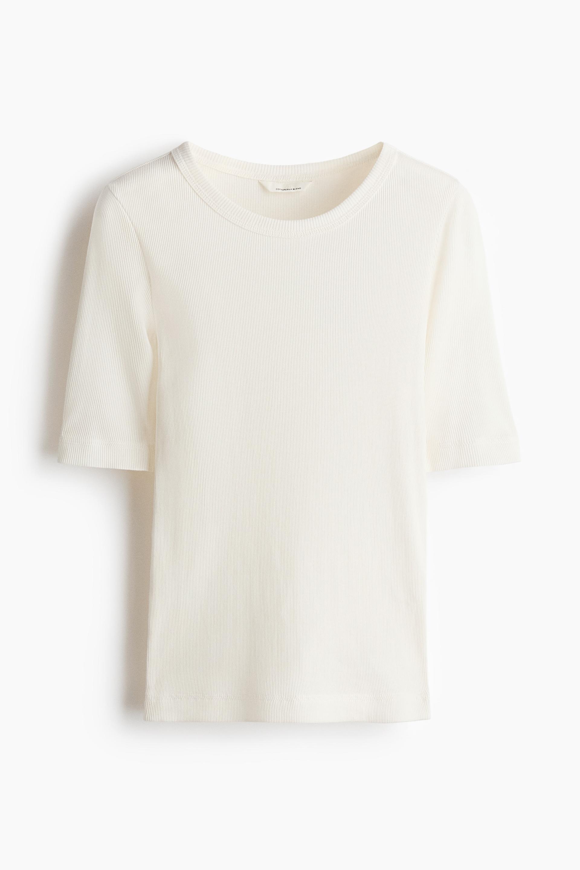 ribbed silk-blend top