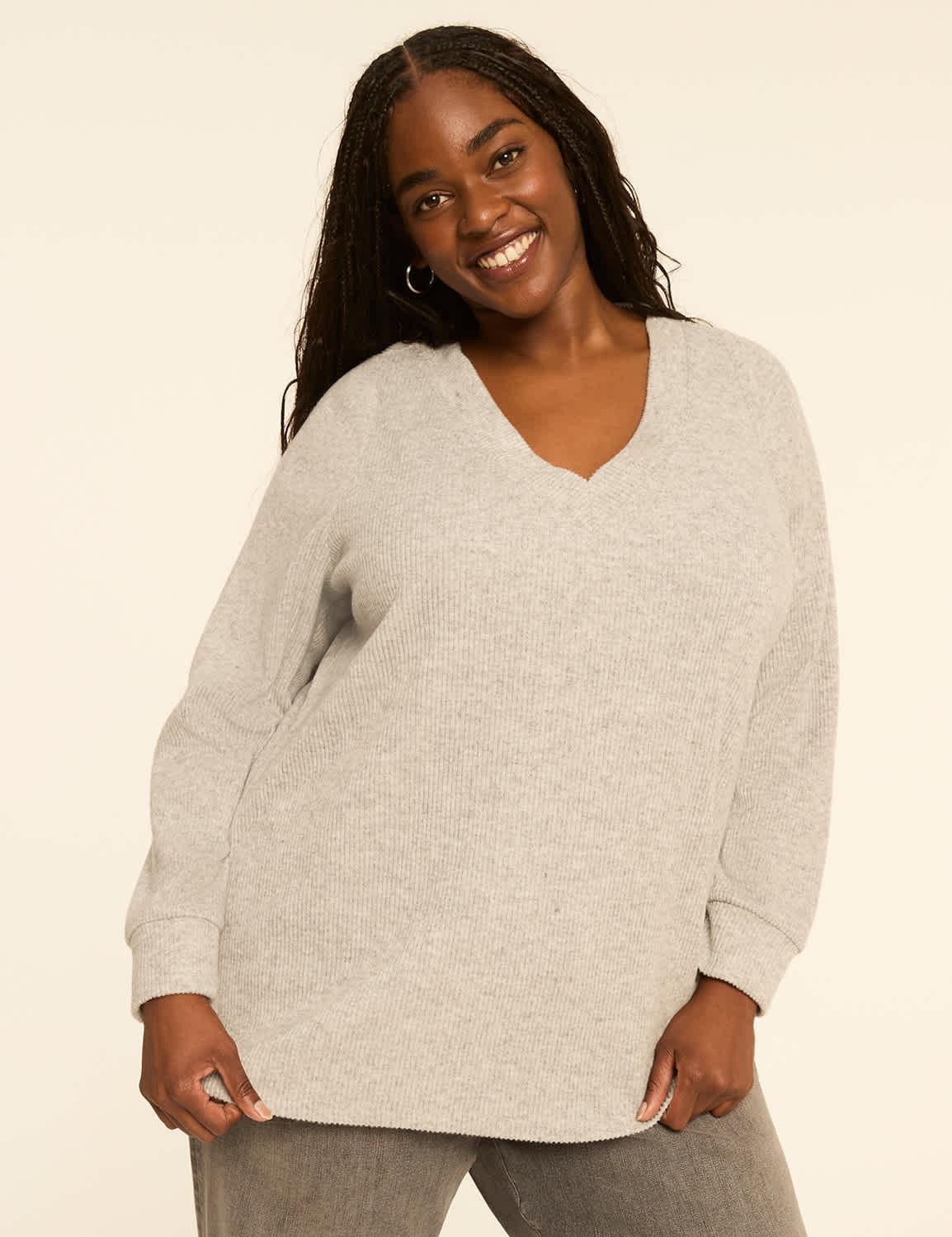 ribbed soft spun v-neck top