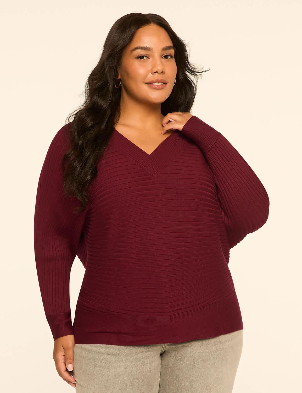 ribbed v-neck sweater