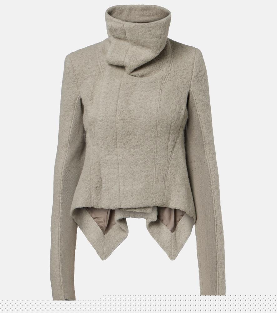 rick owens asymmetric alpaca and wool-blend jacket