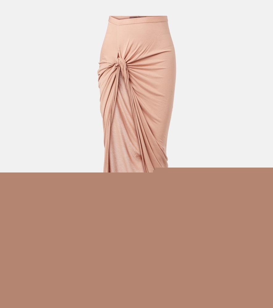 rick owens asymmetric gathered jersey maxi skirt