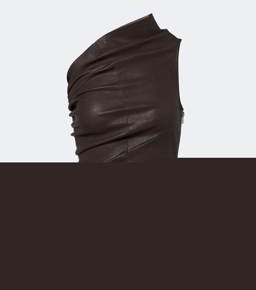 rick owens athena one-shoulder leather and cotton top