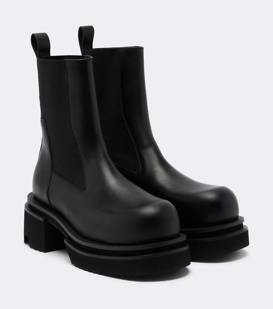 rick owens beatle leather platform chelsea boots