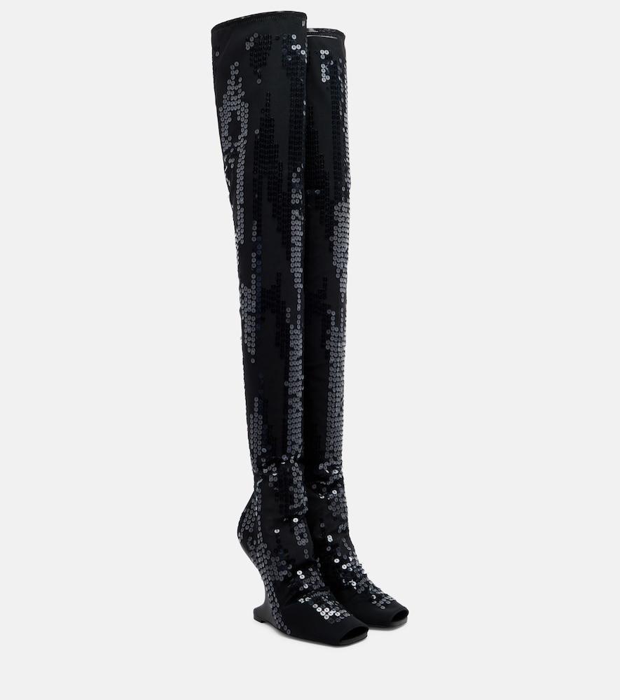 rick owens cantilever embellished leather boots