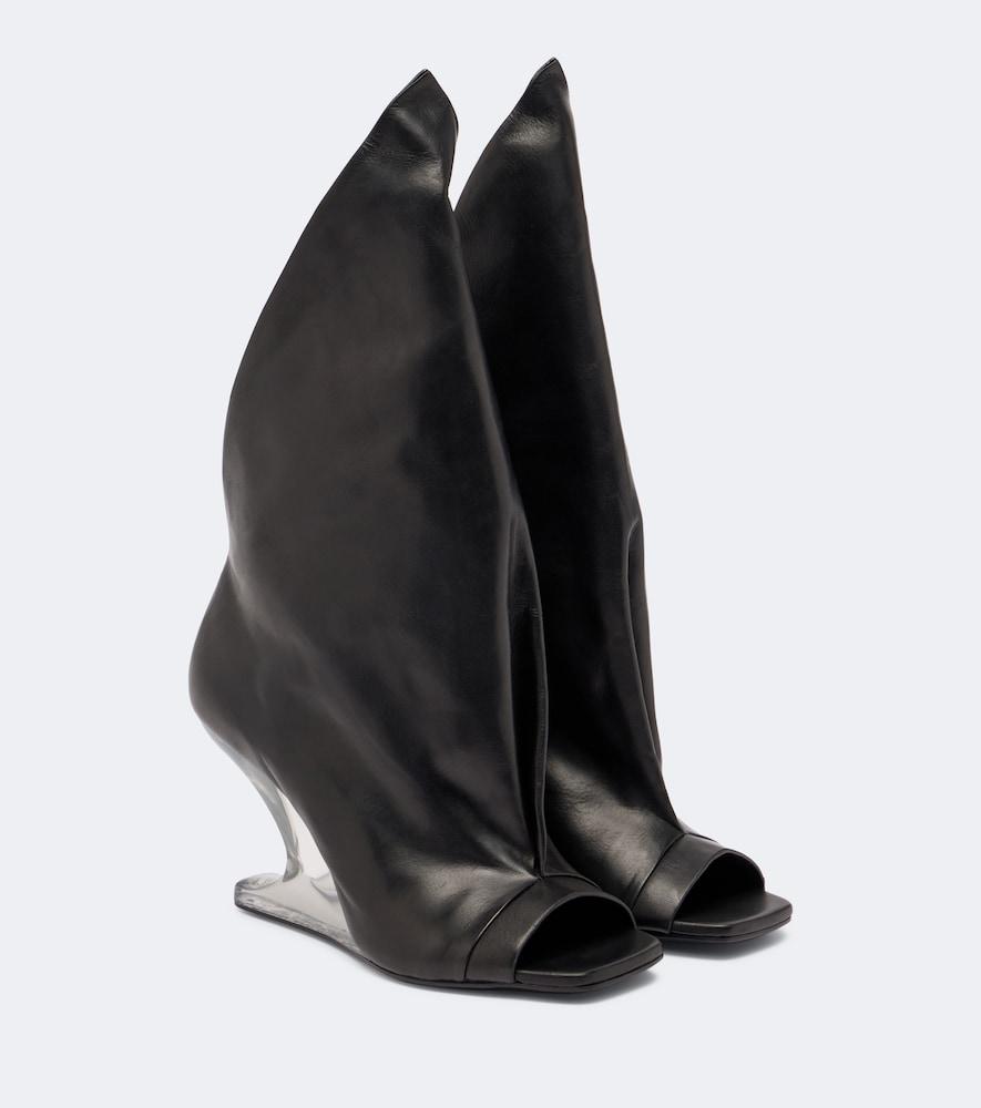 rick owens cantilever leather mid-calf boots