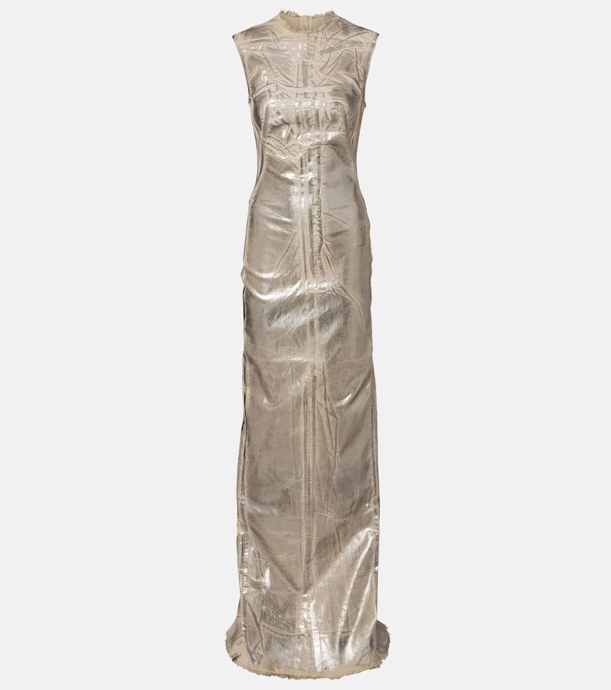 rick owens coated denim maxi dress
