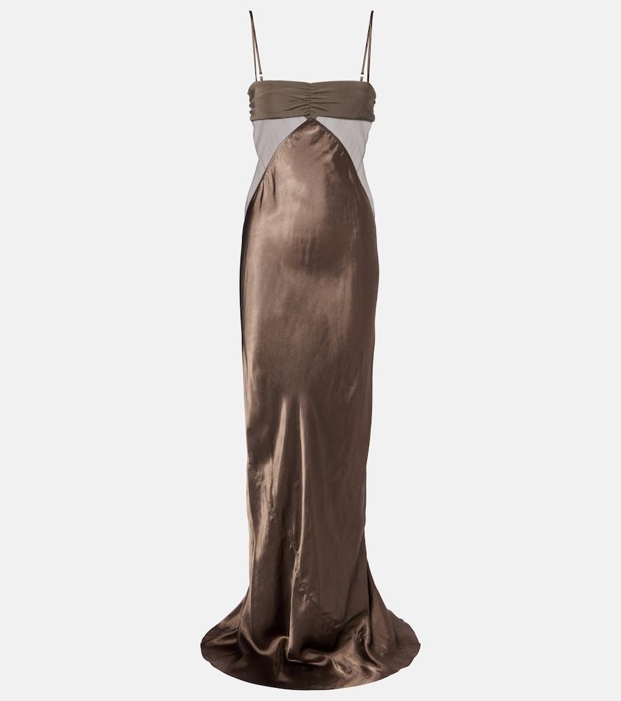 rick owens combo silk-trimmed satin gown
