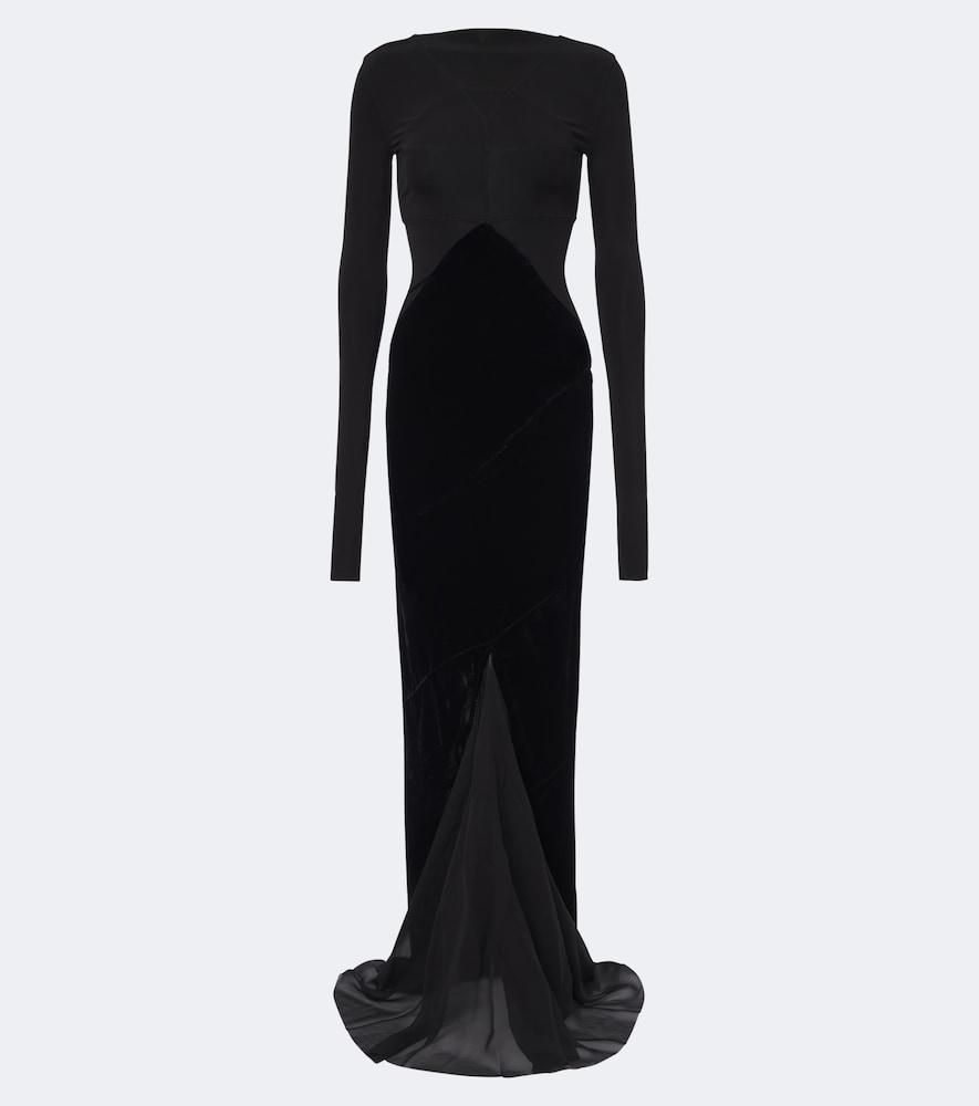 rick owens combo tulle-trimmed gown