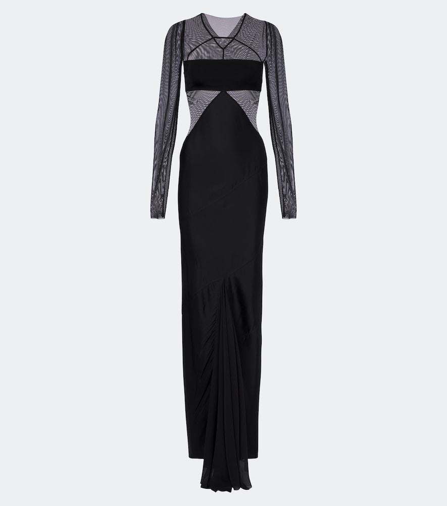 rick owens combo tulle-trimmed gown