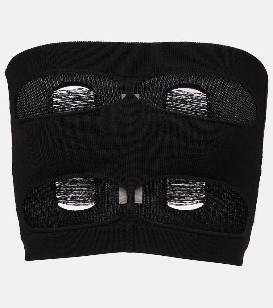 rick owens cutout strapless wool top
