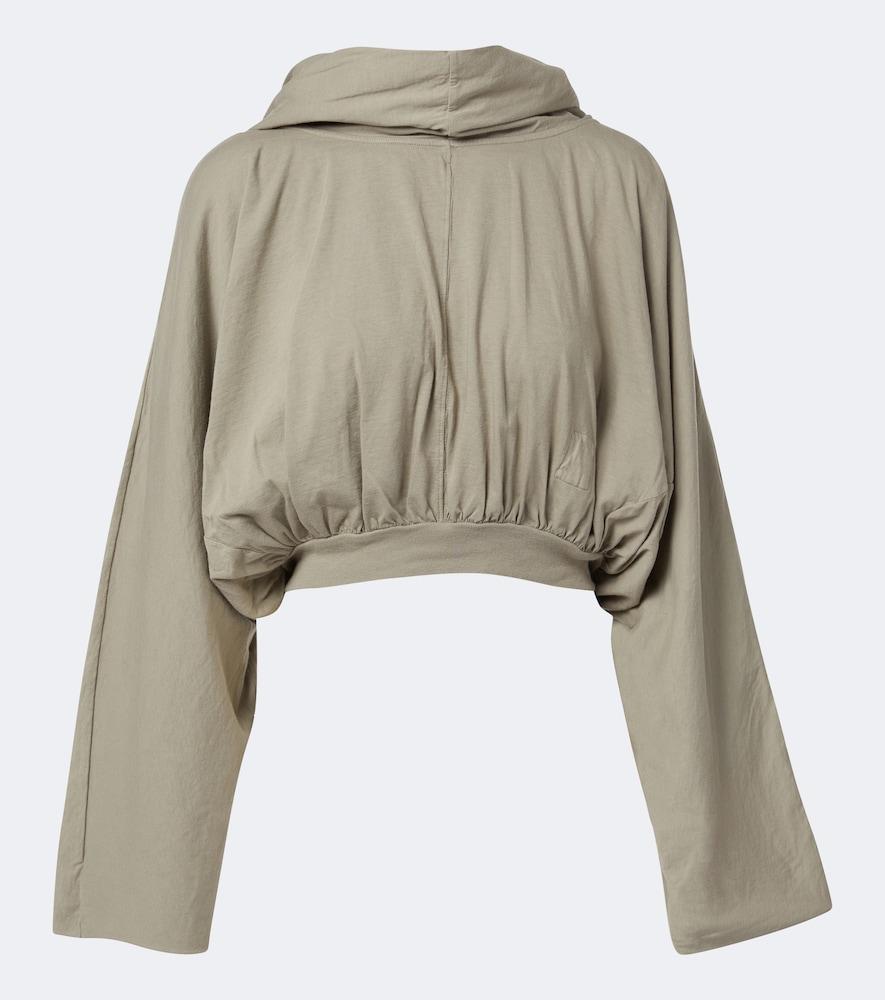 rick owens drkshdw cropped cotton jersey hoodie