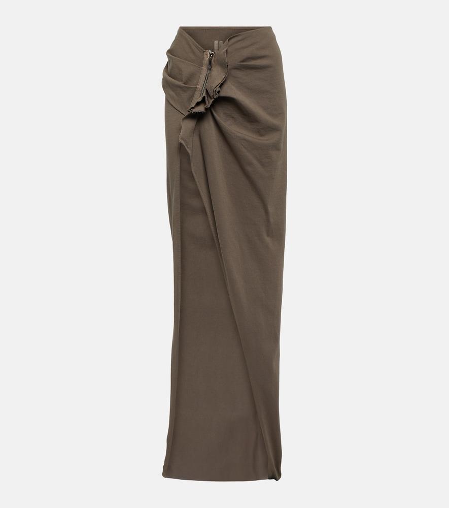 rick owens drkshdw gathered cotton maxi skirt