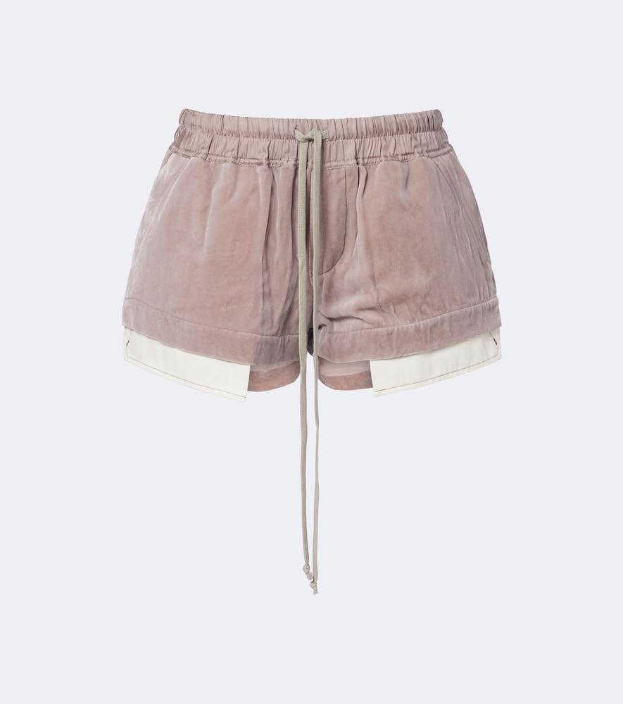rick owens fog velvet shorts