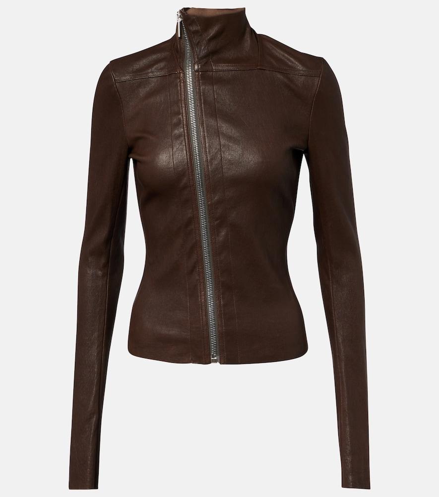 rick owens gary leather and cotton-blend jacket