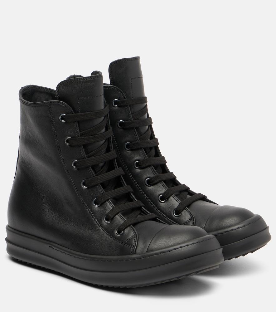 rick owens high top sneaks leather sneakers