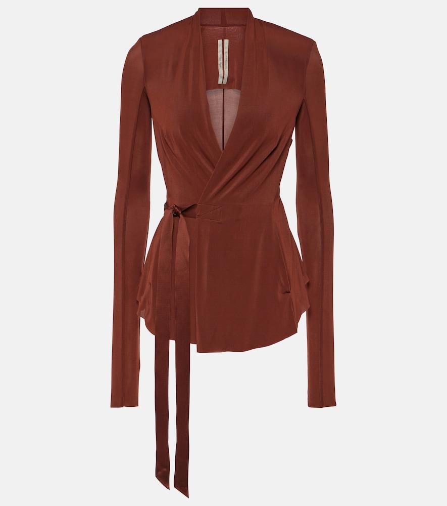 rick owens hollywood cupro-blend wrap jacket
