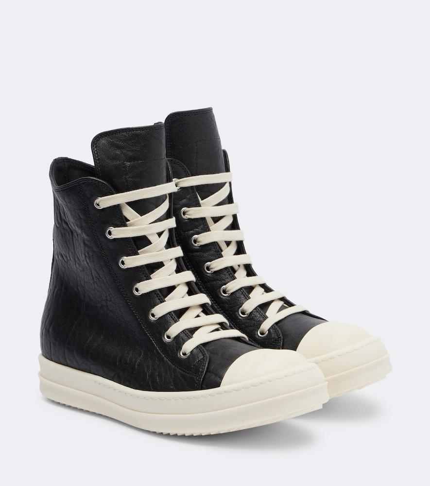 rick owens leather high-top sneakers