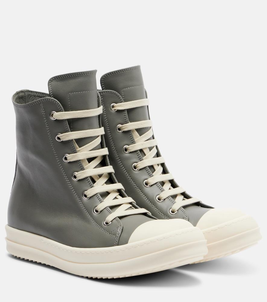 rick owens leather high-top sneakers