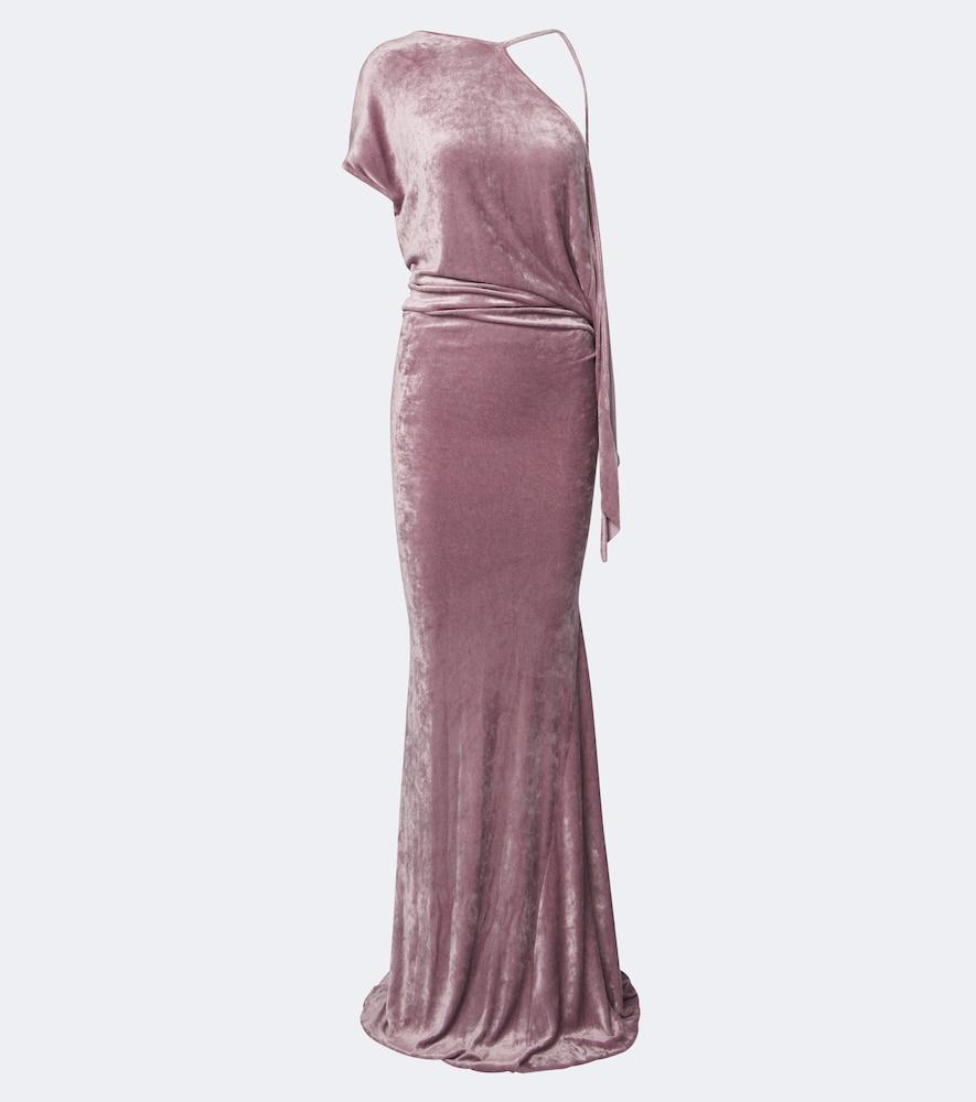 rick owens lilies tungsten draped open-back velvet gown