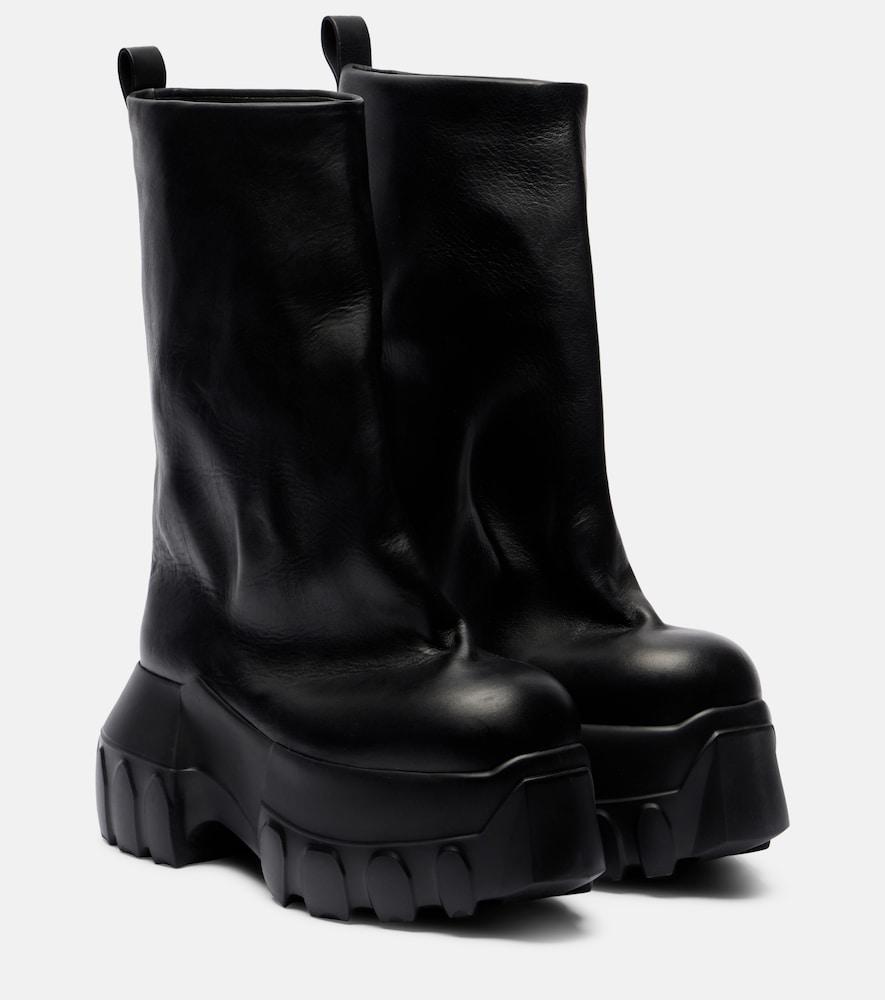 rick owens mega tractor leather mid-calf boots