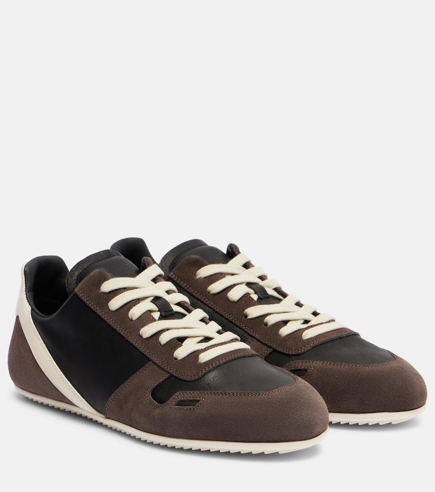 rick owens minimal leather and suede sneakers