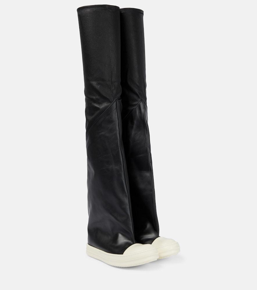 rick owens oblique leather over-the-knee boots