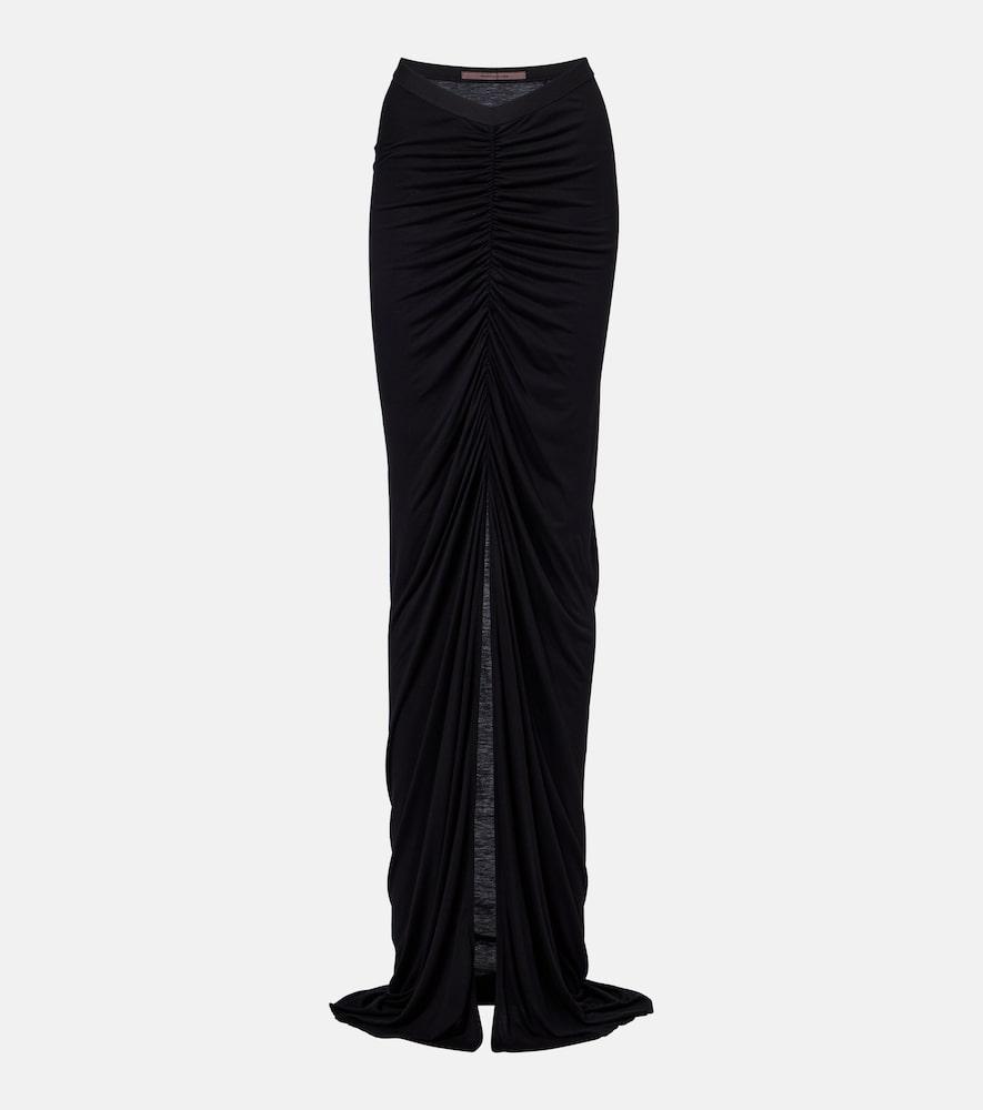 rick owens poppy ls ruched jersey maxi skirt