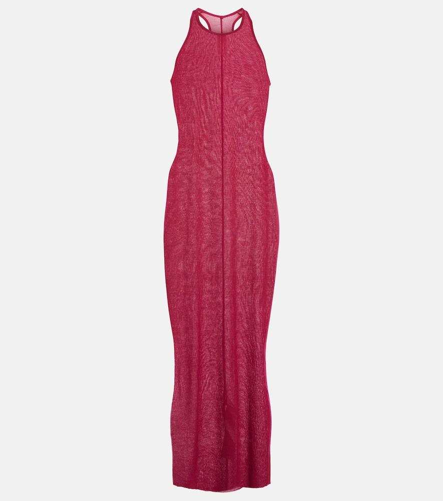 rick owens printed sheer midi dress