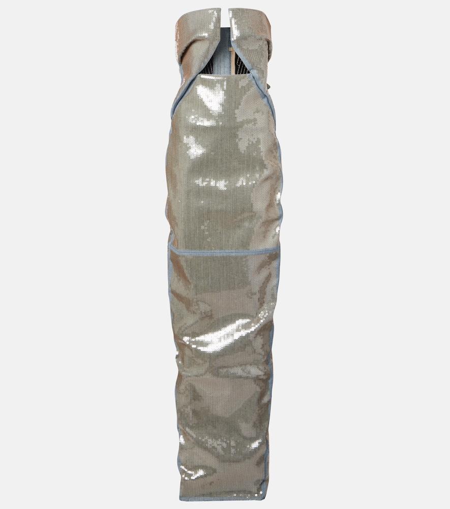rick owens prong sequined denim gown