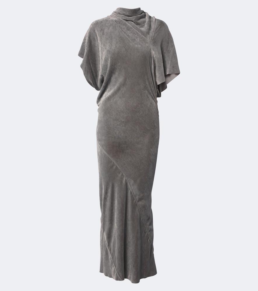 rick owens seb draped velvet midi dress