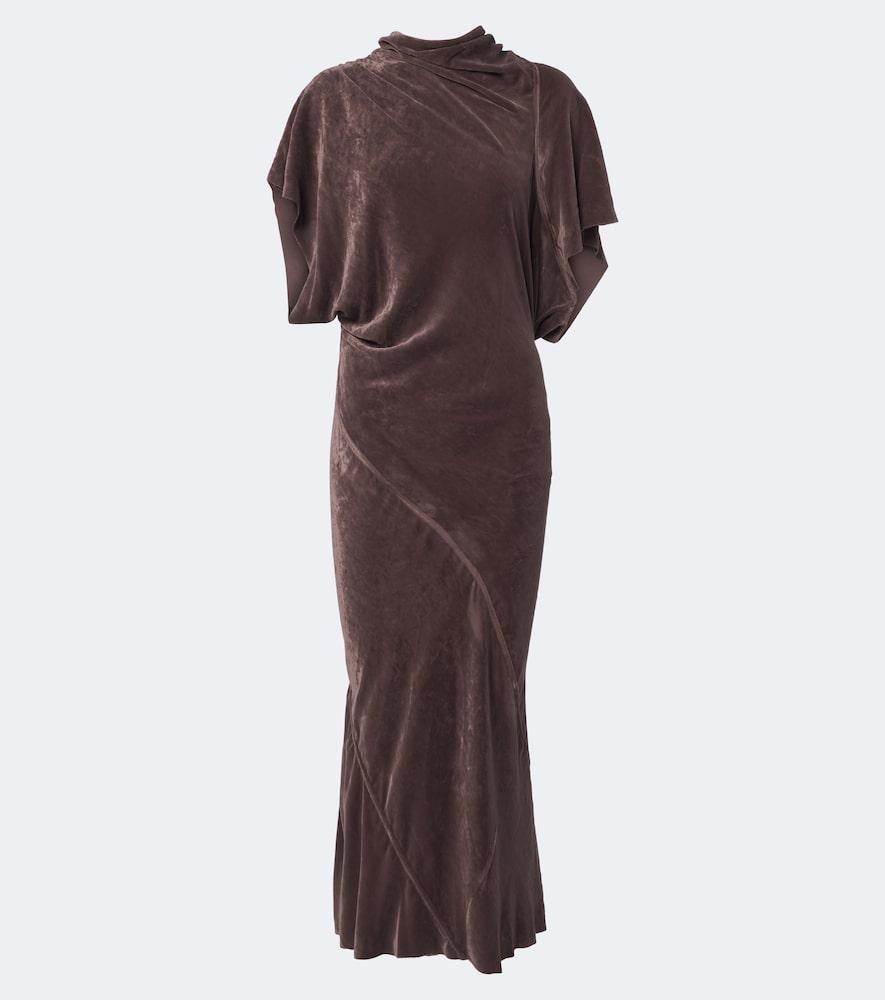 rick owens seb draped velvet midi dress
