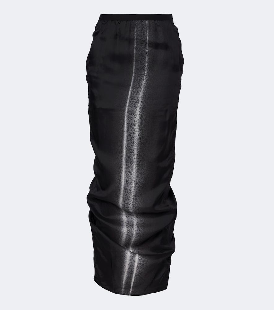 rick owens soft pillar gathered printed maxi skirt