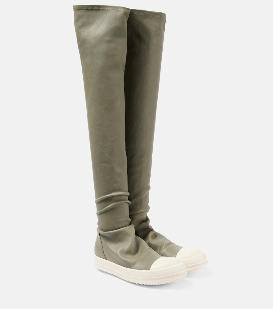 rick owens stockings over-the-knee leather sneakers