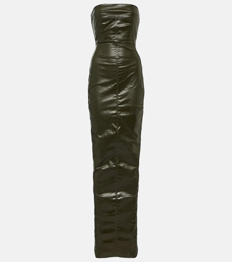 rick owens strapless denim gown